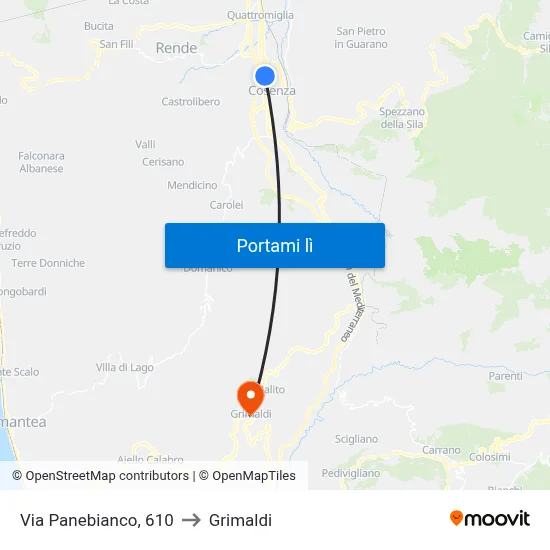 Via Panebianco, 610 to Grimaldi map