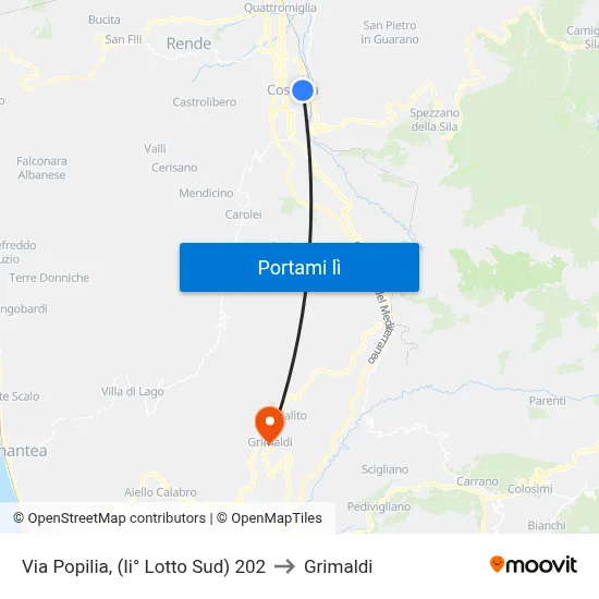 Via Popilia, (Ii° Lotto Sud) 202 to Grimaldi map