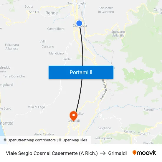 Viale Sergio Cosmai Casermette (A Rich.) to Grimaldi map