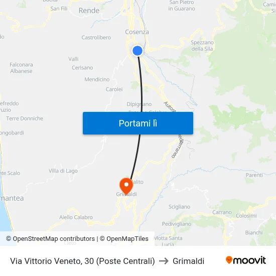 Via Vittorio Veneto, 30 (Poste Centrali) to Grimaldi map