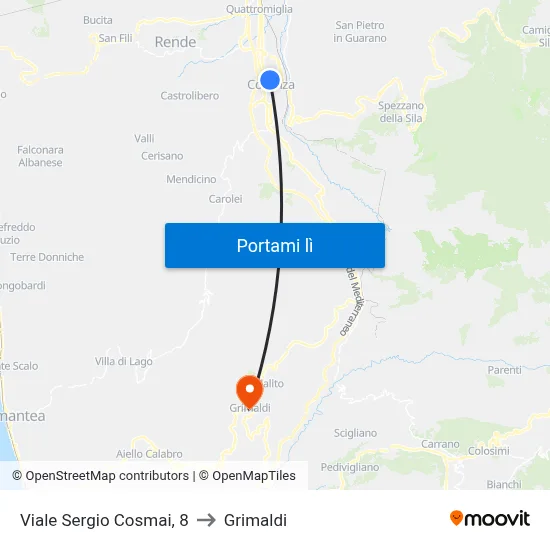 Viale Sergio Cosmai, 8 to Grimaldi map