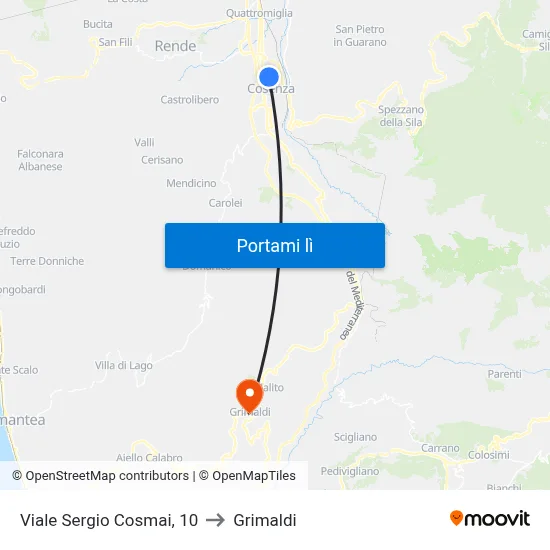 Viale Sergio Cosmai, 10 to Grimaldi map