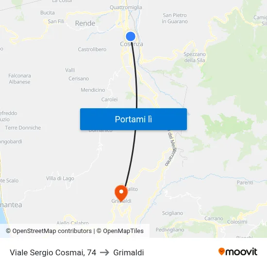 Viale Sergio Cosmai, 74 to Grimaldi map