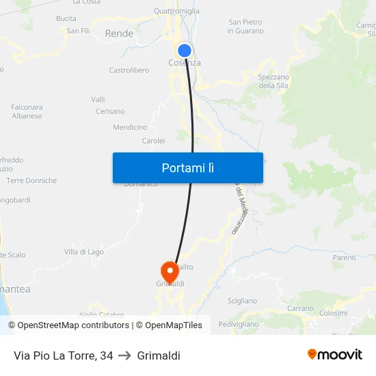 Via Pio La Torre, 34 to Grimaldi map
