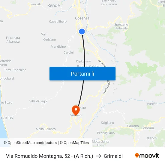 Via Romualdo Montagna, 52 - (A Rich.) to Grimaldi map