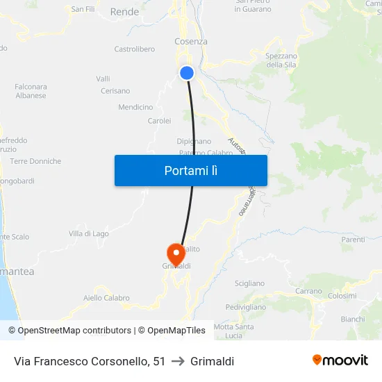 Via Francesco Corsonello, 51 to Grimaldi map