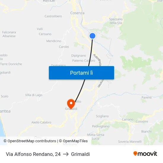 Via Alfonso Rendano, 24 to Grimaldi map