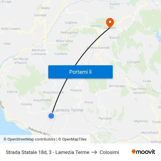 Strada Statale 18d, 3 - Lamezia Terme to Colosimi map