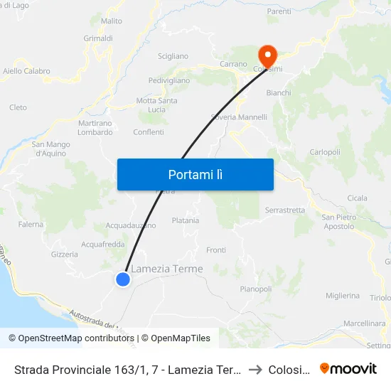 Strada Provinciale 163/1, 7 - Lamezia Terme to Colosimi map