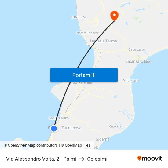 Via Alessandro Volta, 2 - Palmi to Colosimi map