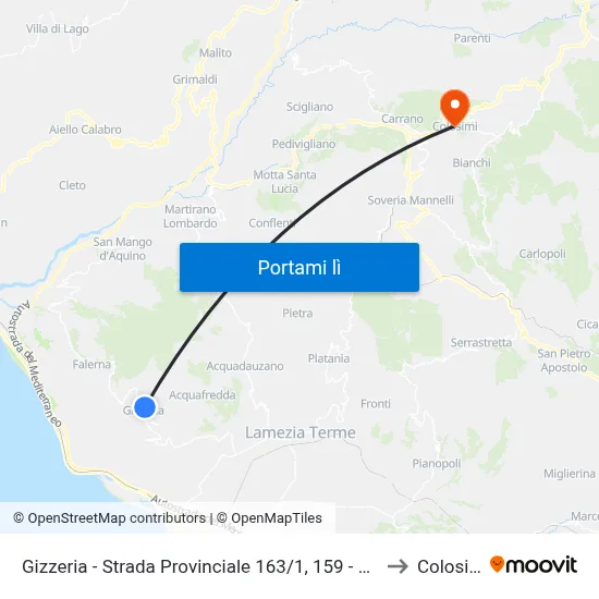 Gizzeria - Strada Provinciale 163/1, 159 - Gizzeria to Colosimi map