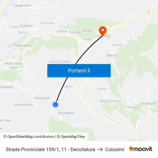 Strada Provinciale 159/1, 11 - Decollatura to Colosimi map