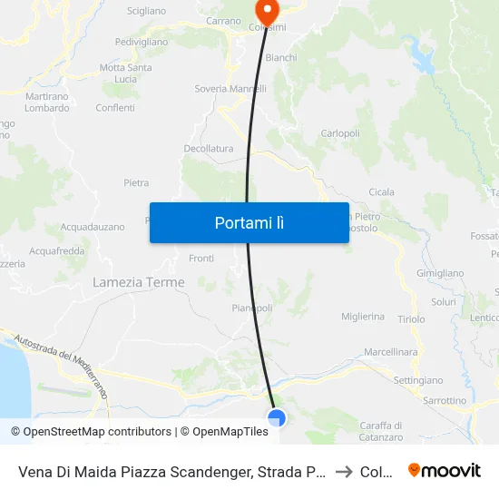 Vena Di Maida Piazza Scandenger, Strada Provinciale 88, 3 - Maida to Colosimi map