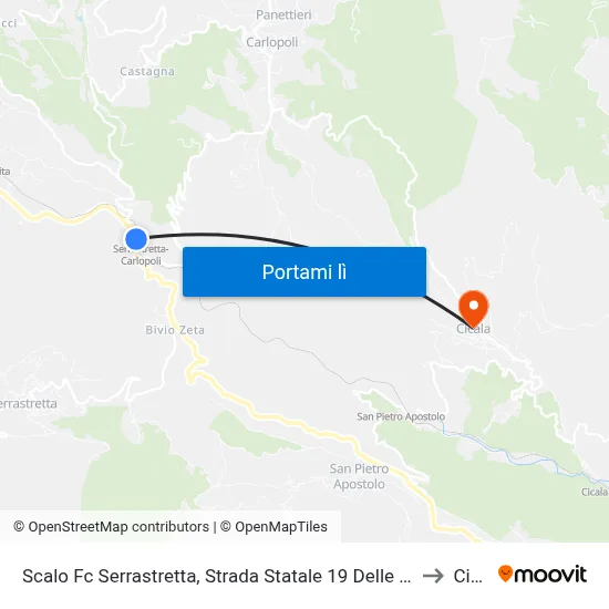 Scalo Fc Serrastretta, Strada Statale 19 Delle Calabrie, 25 - Carlopoli to Cicala map