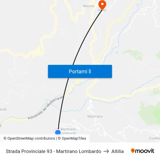 Strada Provinciale 93 - Martirano Lombardo to Altilia map