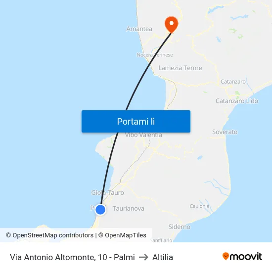 Via Antonio Altomonte, 10 - Palmi to Altilia map