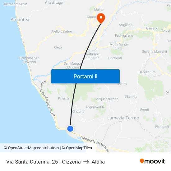 Via Santa Caterina, 25 - Gizzeria to Altilia map