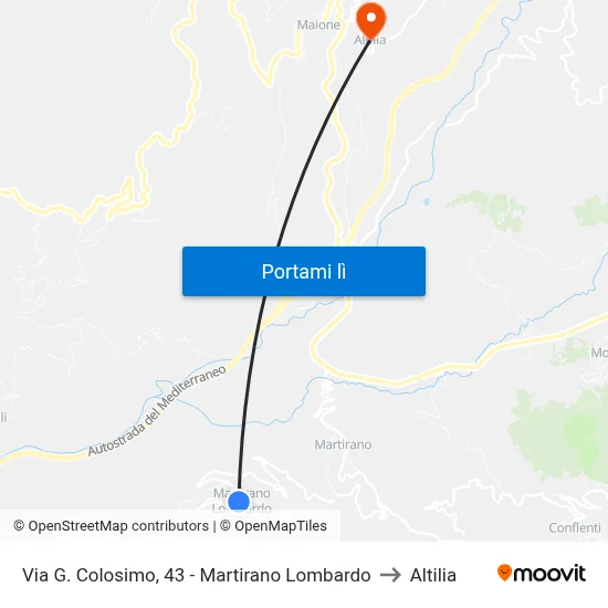 Via G. Colosimo, 43 - Martirano Lombardo to Altilia map