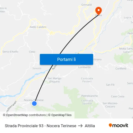 Strada Provinciale 93 - Nocera Terinese to Altilia map