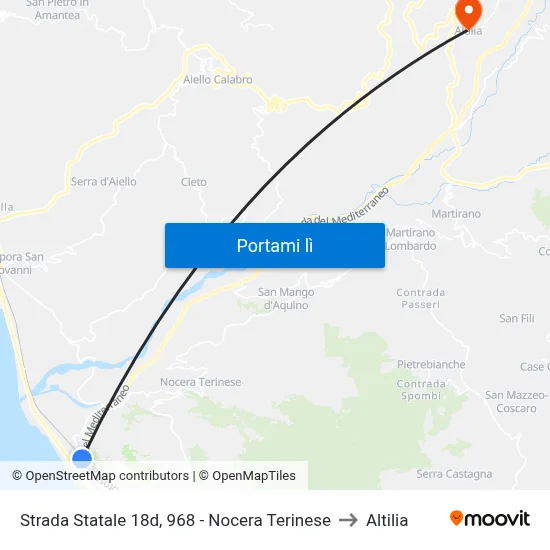 Strada Statale 18d, 968 - Nocera Terinese to Altilia map