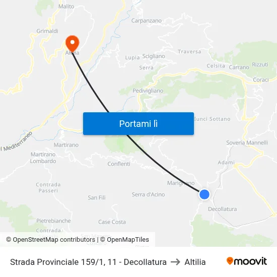 Strada Provinciale 159/1, 11 - Decollatura to Altilia map