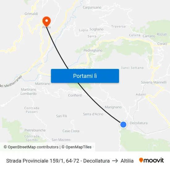 Strada Provinciale 159/1, 64-72 - Decollatura to Altilia map