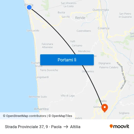 Strada Provinciale 37, 9 - Paola to Altilia map