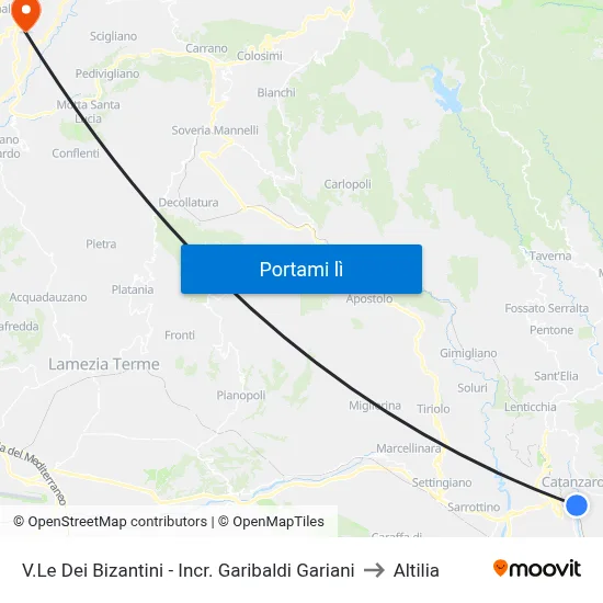 V.Le Dei Bizantini - Incr. Garibaldi Gariani to Altilia map