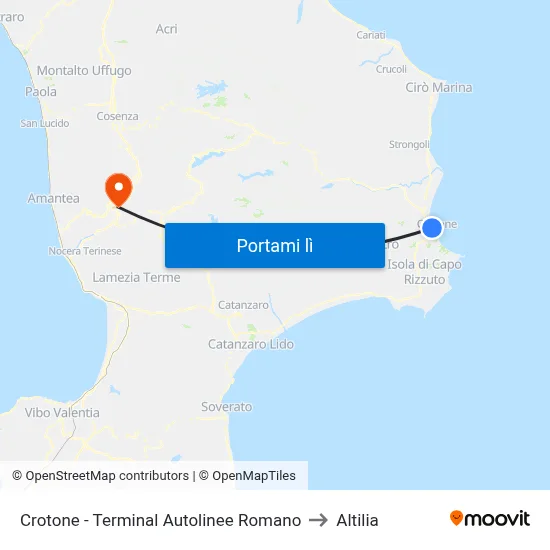 Crotone - Terminal Autolinee Romano to Altilia map