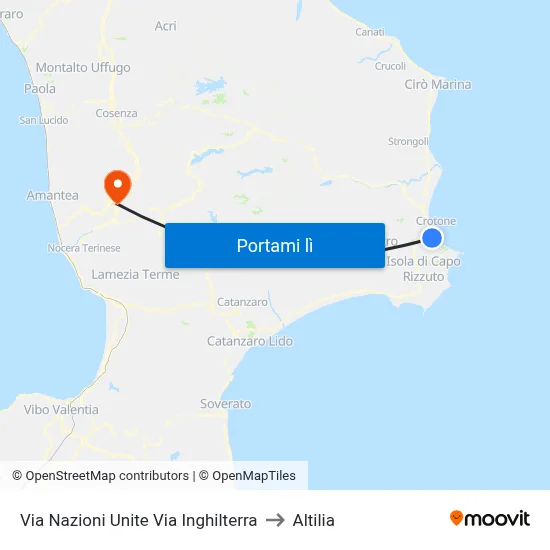 Via Nazioni Unite Via Inghilterra to Altilia map
