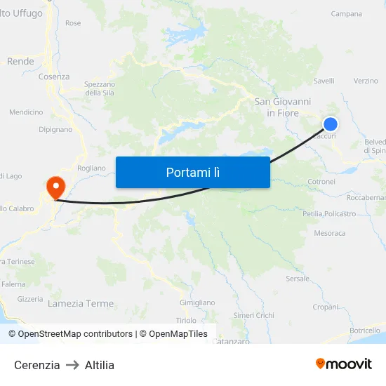 Cerenzia to Altilia map