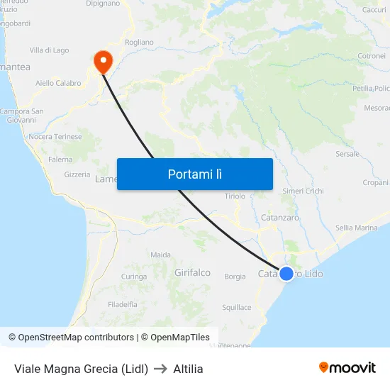 Viale Magna Grecia (Lidl) to Altilia map