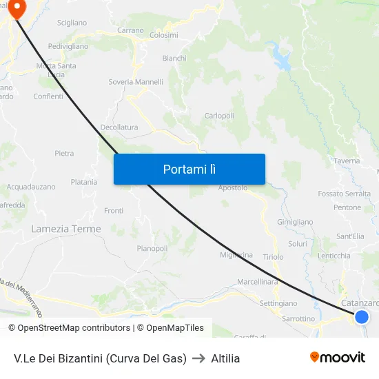 V.Le Dei Bizantini (Curva Del Gas) to Altilia map