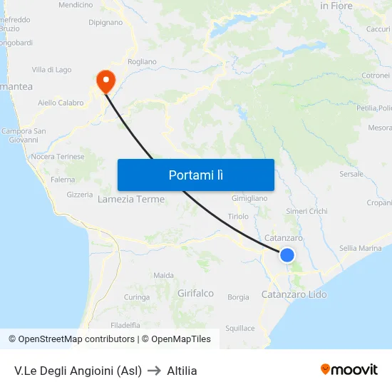 V.Le Degli Angioini (Asl) to Altilia map