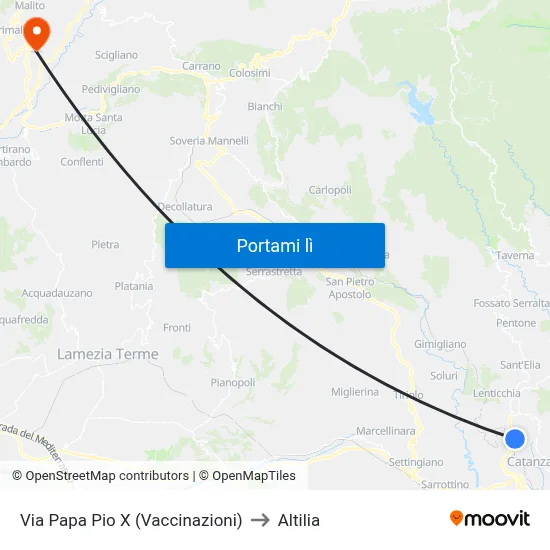 Via Papa Pio X (Vaccinazioni) to Altilia map