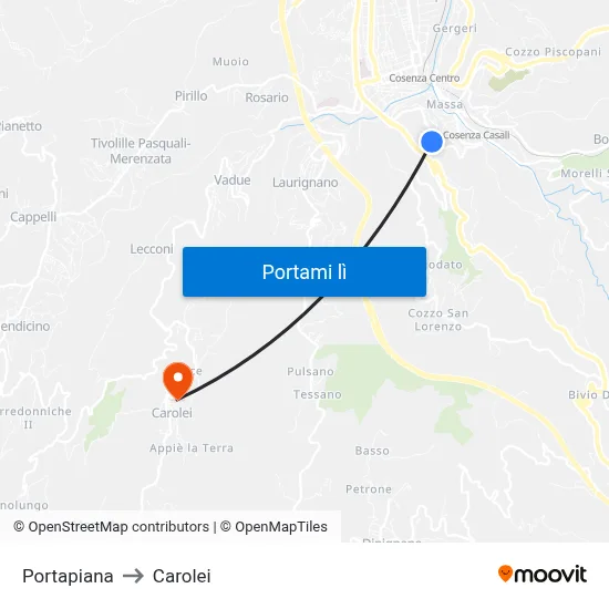 Portapiana to Carolei map