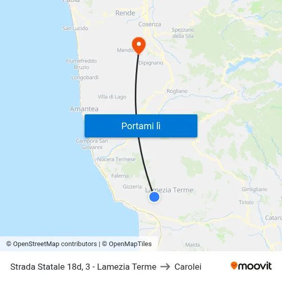 Strada Statale 18d, 3 - Lamezia Terme to Carolei map
