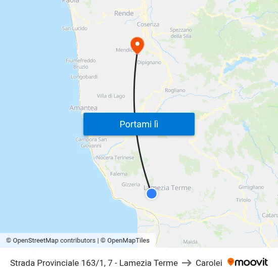 Strada Provinciale 163/1, 7 - Lamezia Terme to Carolei map