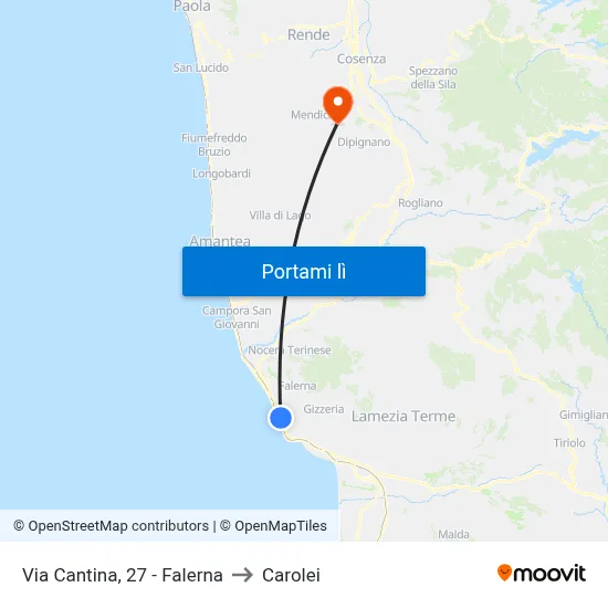 Via Cantina, 27 - Falerna to Carolei map