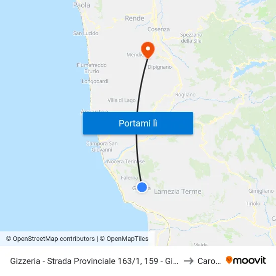 Gizzeria - Strada Provinciale 163/1, 159 - Gizzeria to Carolei map