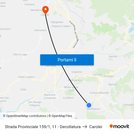 Strada Provinciale 159/1, 11 - Decollatura to Carolei map