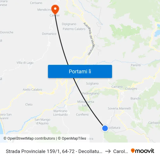 Strada Provinciale 159/1, 64-72 - Decollatura to Carolei map