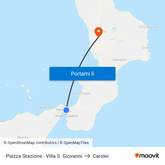 Piazza Stazione - Villa S. Giovanni to Carolei map