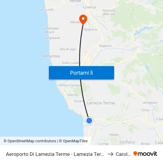 Aeroporto Di Lamezia Terme - Lamezia Terme to Carolei map