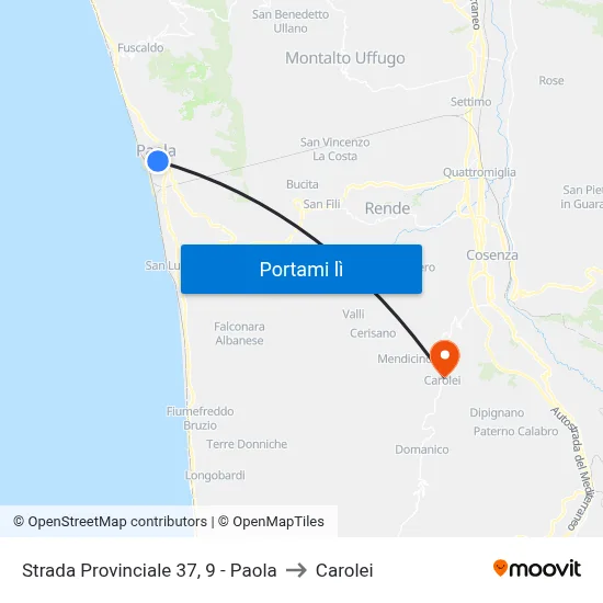 Strada Provinciale 37, 9 - Paola to Carolei map