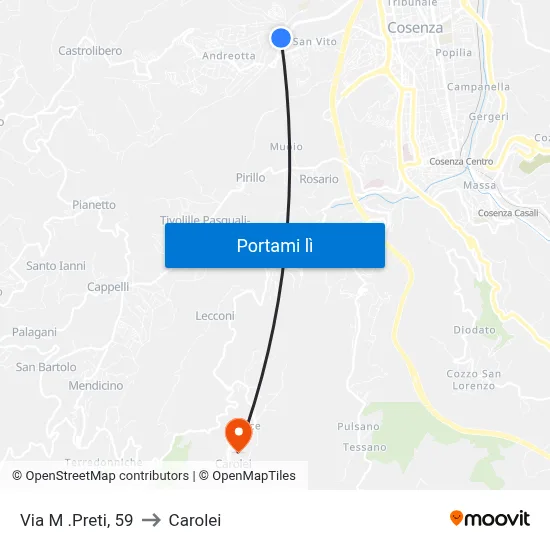 Via M .Preti, 59 to Carolei map
