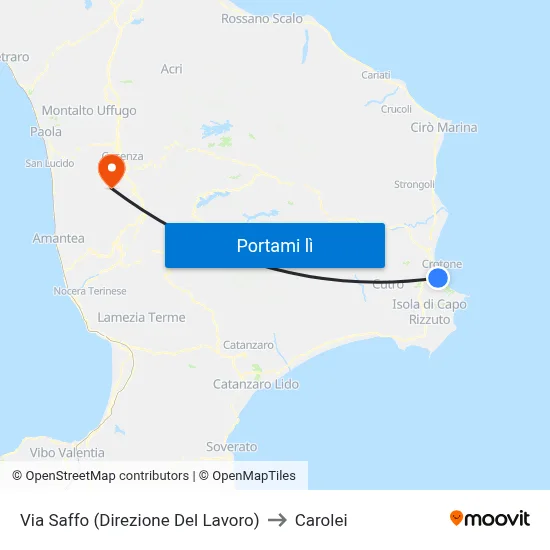 Via Saffo (Direzione Del Lavoro) to Carolei map