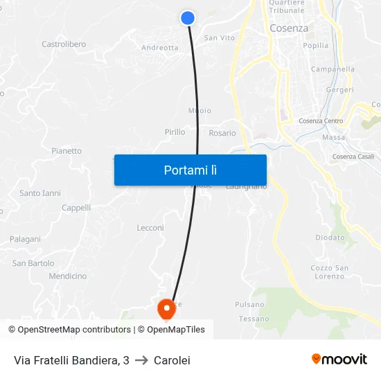 Via Fratelli Bandiera, 3 to Carolei map