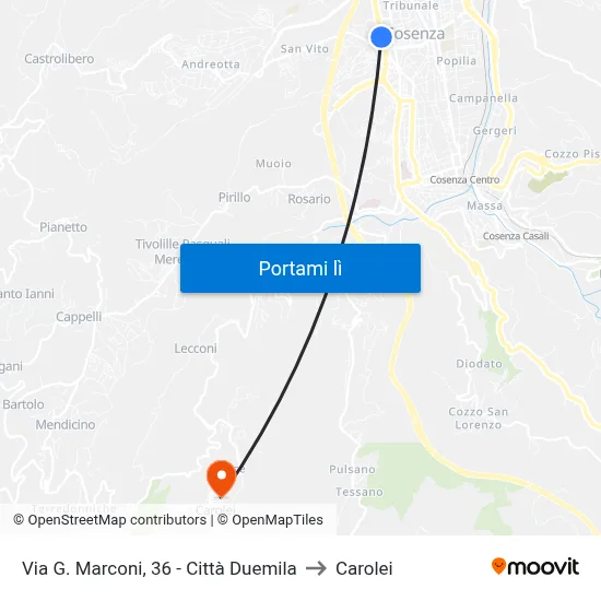 Via G. Marconi, 36 - Città Duemila to Carolei map
