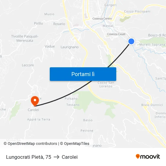 Lungocrati Pietà, 75 to Carolei map
